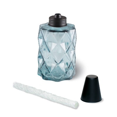 TIKI Table Top Diamond Glass Oil Lamp - Blue_5