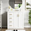 XINGHANZHENXUAN Bathroom Vanity with Ceramic Sink, Solid Wood Frame, 3 Drawers, Freestanding Storage Cabinet, Easy Assembly - 3 of 4