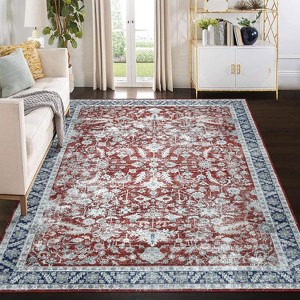 Area Rug - Stain Resistant Low Pile Carpet with Non-Slip Backing, Soft Indoor Rug for Living Room Bedroom Dining Room Office - 1 of 4