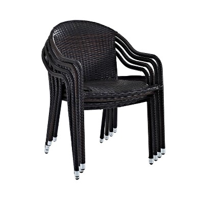 Palm Harbor Black Wicker Outdoor Bistro Chair Set