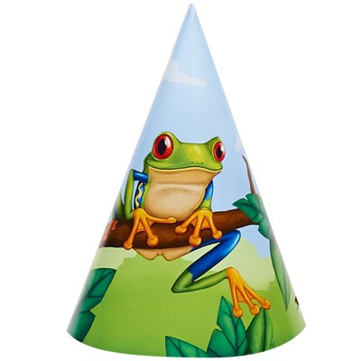 Birthday Express Jungle Birthday Cone Hats - 8 Pack