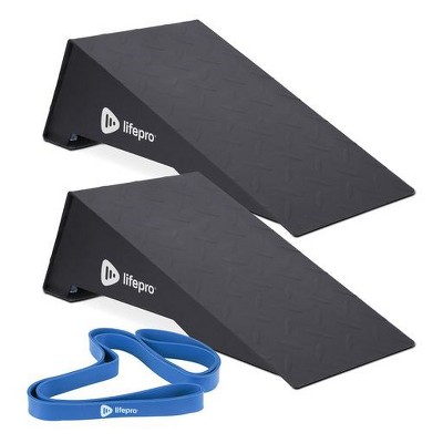 LifePro Metal Squat Wedge Set - Ramp Wedges with Resistance Band and Slant Board for Elevated Squats and Calf Raises