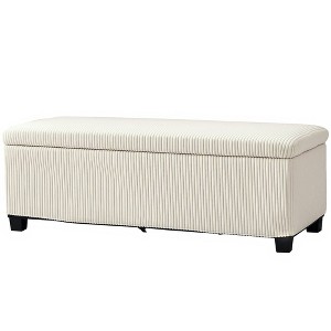Aghana Digitals Beige Linen Fabric Tufted Storage Ottoman Bench with Soft Close Lid - Sturdy - 1 of 4