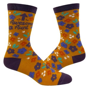 Crazy Dog T-Shirts Women's Awesome Aunt Socks Funny Flowers Family Niece Nephew Graphic Novelty Footwear - 1 of 4