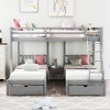 Full Over Twin & Twin Bunk Bed, Wood Triple Bunk Bed with Drawers and Guardrails – ModernLuxe - 2 of 4