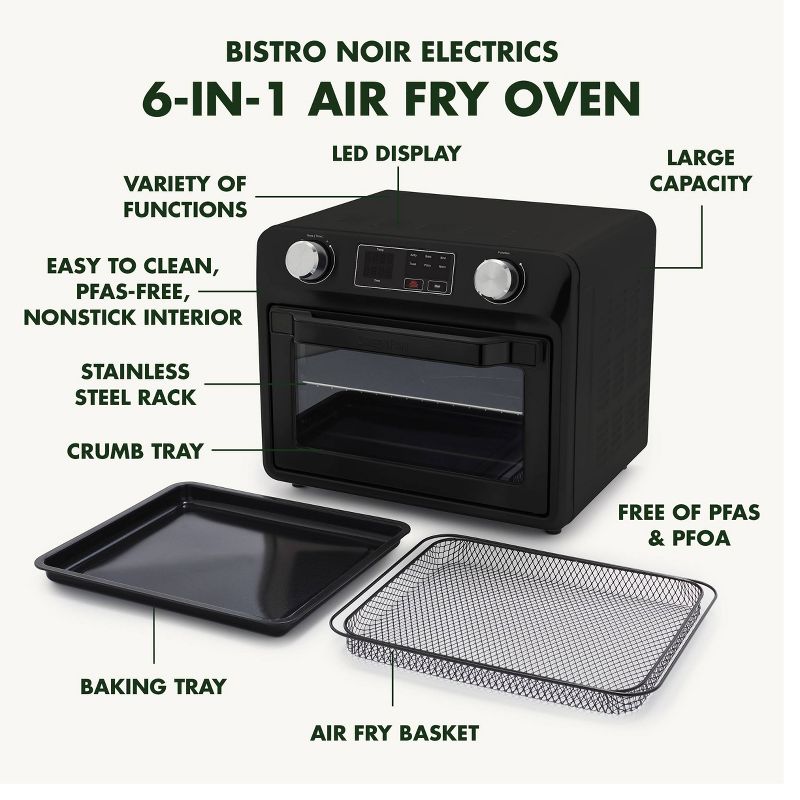GreenPan PFAS-Free Ceramic Nonstick 6-in-1 Air Fryer Toaster Oven, 5 of 11