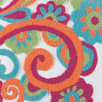 16" x 16" Multicolor Flower Tufted Cotton Pillow