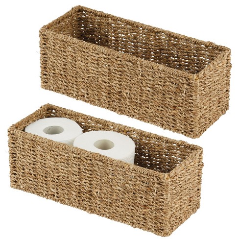 mDesign Small Woven Seagrass Bathroom Toilet Tank Storage Basket - image 1 of 4