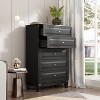 Famapy Black 5 - Drawer Vertical Dresser,Drawer Chest with Textured Glossy Finish,Tall Storage Cabinet,Side Tatble for Bedroom/Living Room - 2 of 4