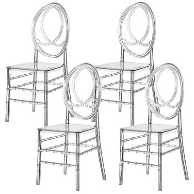 Fabulaxe Modern Acrylic Phoenix Dining Chair, Stackable Transparent Party Chair, Crystal Clear Acrylic Chair for Events and Weddings