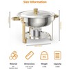 GustoWave 5.3 Qt. Stainless Steel Round Chafing Dish Buffet Set with Food & Water Pan & Gold Stand - 4 of 4