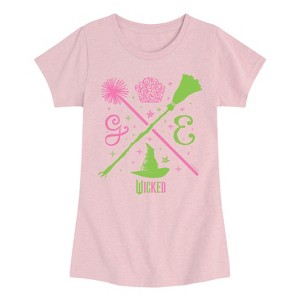 Girls' - Wicked - Glinda and Elphaba Icons Fitted Short Sleeve Graphic T-Shirt - 1 of 3