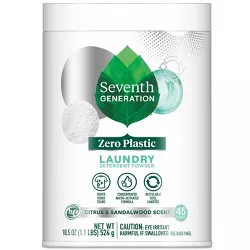 Seventh Generation Zero Plastic Powder Laundry Detergent Soap - Citrus & Sandalwood Scent - 45 Loads/18.5 oz