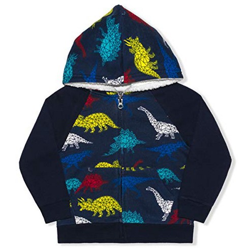 10 Threads Toddler Dinosaur Relaxed Fit Long Sleeve Hooded Basic Sweatshirt  - Blue 4t : Target
