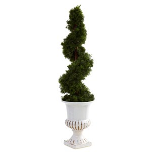 Nearly Natural Cedar Spiral with Urn (Indoor/Outdoor) - 1 of 2