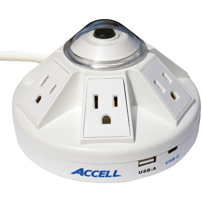 Accell Powramid C Power Center Surge Protector with USB-A and USB-C Charging Station (White)