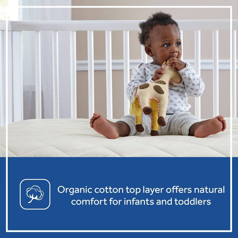 Sealy Quilted Crib Mattress Pad with Organic Cotton Top, 4 of 10