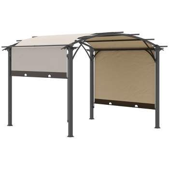 Outsunny 11' x 11' Outdoor Retractable Pergola Canopy, Sun Shade Canopy Patio Metal Shelter for Garden Porch Beach