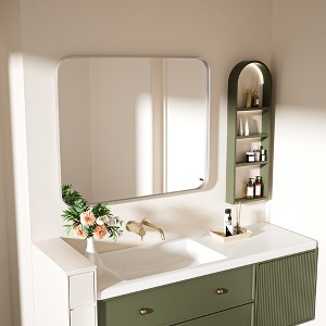 Rectangular Framed Tempered Glass Wall-Mounted Bathroom Vanity Mirror - 1 of 4