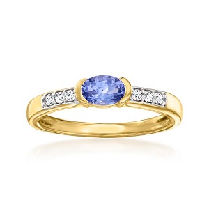 Ross-Simons 0.40 Carat Tanzanite and .10 ct. t.w. White Zircon Ring in 18kt Gold Over Sterling - 1 of 4