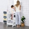 16.5'' White Kids Kitchen Step Stool, 2 in 1 Kitchen Table Set Toddler Standing Tower with Chalkboard, Safety Rail - 3 of 4