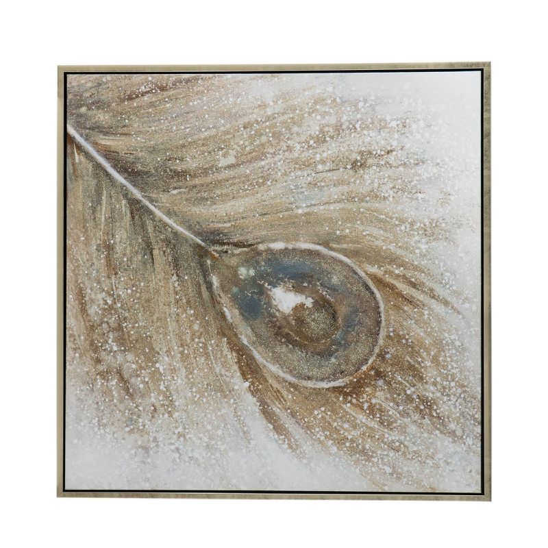 40&#34;x40&#34; The Eye of The Peacock Hand Painted Framed Wall Art Blue/Champagne - A&#38;B Home, 1 of 17