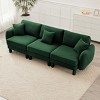 3‑Seater Boucle Sofa Couch with 3 Pillows, Upholstered Sofa with Wooden Frame, Minimalist Polyester Fabric Living Room Sofa-Koiai - 3 of 4