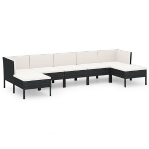 vidaXL Garden Lounge Set Patio Sectional Sofa Couch Outdoor Poly Rattan Black - 1 of 4