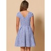 Allegra K Women's Plaid Round Neck Cap Sleeve A-Line Vintage Pleated Dresses - 3 of 4