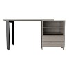 Vynxaria Light Gray Desk Computer Desks with Dual Legs Double Drawers Two Shelves Modern Minimalist Office Home Furniture for Space - 4 of 4