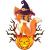 Men's Design By Humans Cute Witch Fox With Jack O Lantern Halloween Shirt By thebeardstudio T-Shirt - 2 of 4