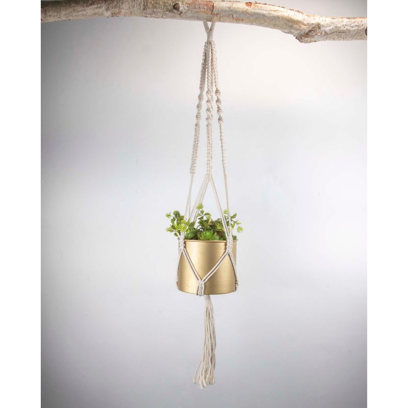 Macrame Hanging Planter with Gold Metal Planter Pot - Foreside Home & Garden, 6 of 11
