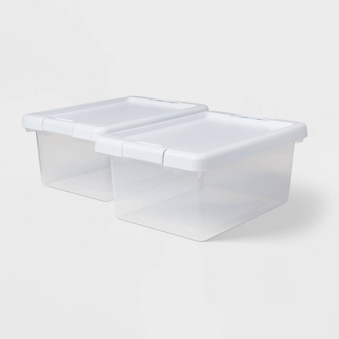 2pk S Latching Clear Storage Bins with White Lid - Brightroom™