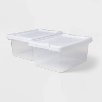 2pk S Latching Clear Storage Bins with White Lid - Brightroom™