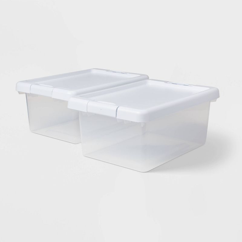 2pk S Latching Clear Storage Bins with White Lid - Brightroom&#8482;, 1 of 5