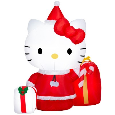 Gemmy Christmas Airblown Inflatable Hello Kitty w/Presents Scene , 4 ft Tall, White