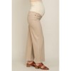 Pinkblush Beige Wide Leg Raw Hem Maternity Jeans - 3 of 4