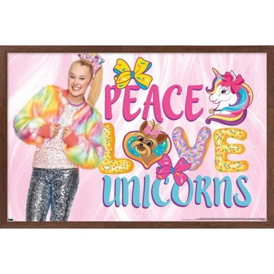 Trends International Jojo Siwa - Peace Love Unicorns Framed Wall Poster Prints