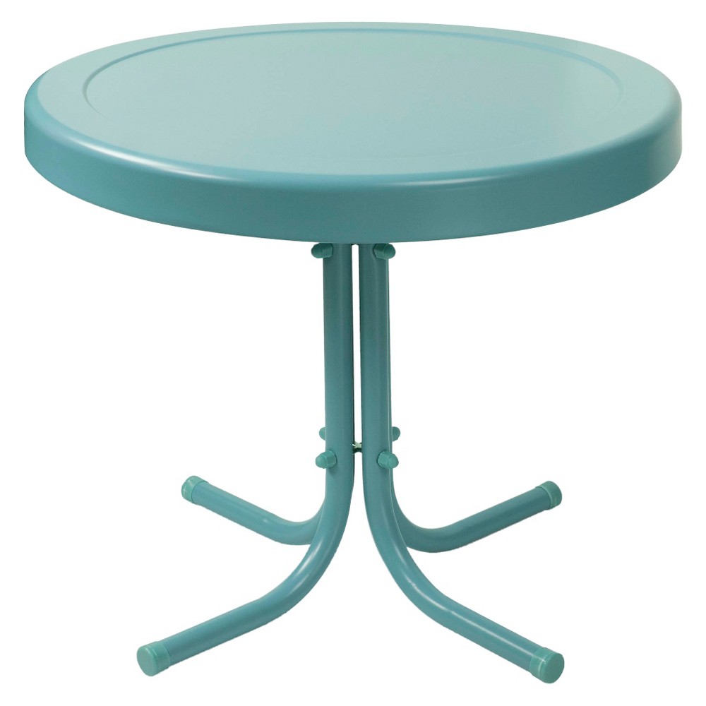Photos - Garden Furniture Crosley Retro Metal Patio Side Table Pastel Blue Satin 