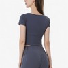 Anna-Kaci Active Women's Fitted Short Sleeve Crop Top with Side Slit Hem - 2 of 4