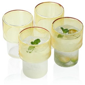 Slickblue Set of 4 Double Wall Highball Glasses - 10 oz - Blue / Light Amber - 1 of 4