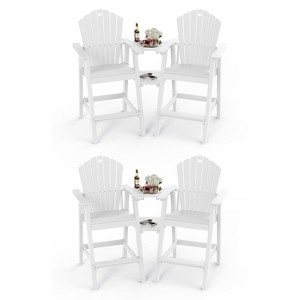 GardenJoy HDPE Tall Adirondack Bar Chair Set with 2-Layer Table & Umbrella Hole - 1 of 3