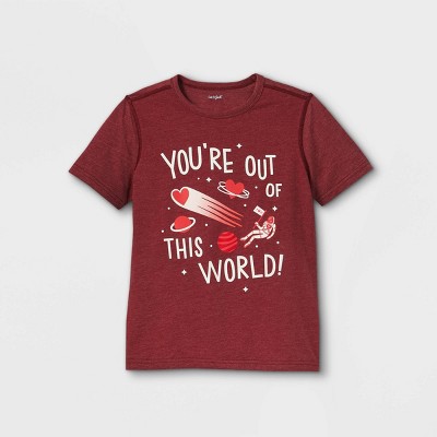 Boys' Adaptive Valentine's Day Short Sleeve Graphic T-Shirt - Cat & Jack™ Burgundy