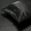 3 Piece Satin Duvet Cover Set, King, Black, Reversible, Zipper Closure, Luxurious Silky Soft, Stain - Resistant, Wrinkle Free - 3 of 4