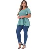 Agnes Orinda Women's Plus Size Square Neck Short Sleeve Ruffle Hem Shirred Casual Blouse - 3 of 4