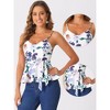 Allegra K Women's Floral Print Sleeveless V Neck Tie Waist Peplum Cami Top - 2 of 4