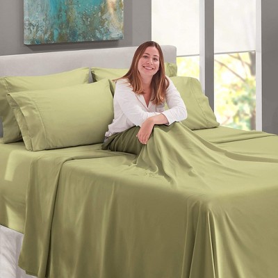 Sage Olive Green King Microfiber 7-Piece Deep Pocket Sheet Set