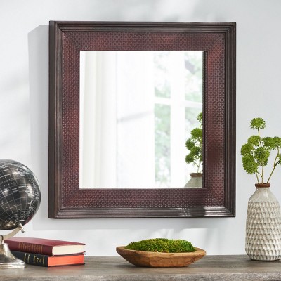 Small Square Mirrors Entryway Mirror Hanging Door Mirror Accent Mirror For Entryway Wall Mirror With Leather Frame-The Pop Home