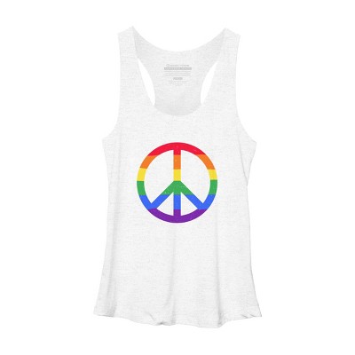 Adult Design By Humans Rainbow Pride and Peace Sign By JuanMedina Racerback Tank Top