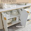 SinCiDo Sideboard Buffet Servers with 4 Doors & 3 Drawers, 60″W Luxury Fluted Kitchen Storage Cabinet with Faux Marble Tabletop - 3 of 4